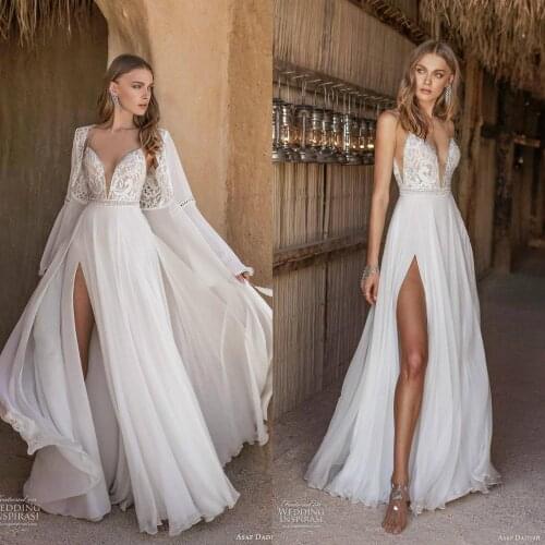High Side Split Wedding Dresses With Jacket Appliques A Line Beach Wedding Dress Beads Floor Length Bridal Gowns Robe De Soiree