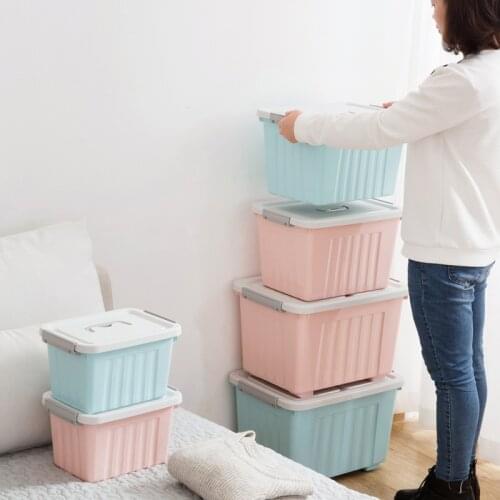 Portable Plastic Large Storage Box With Lid Student Dorm Room Clothes Finishing Box Candy Snacks Container Organiser