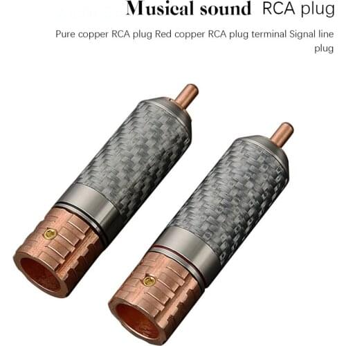 Pure Red Copper Rca Plug Aluminum-Magnesium Alloy Shell Tv Radio Audio Power Amplifier Mixer Connector Teflon Signal Cable Plug