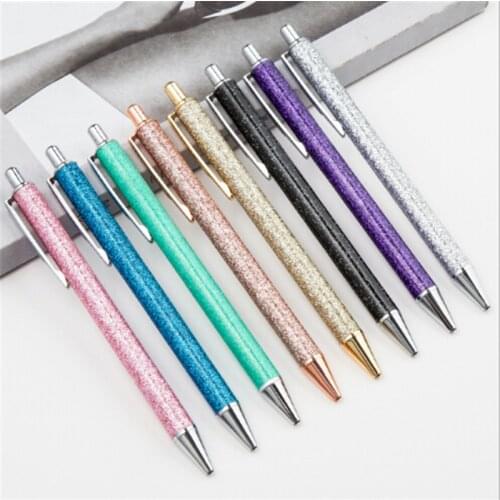 1PC Luxury Bling Metal Ballpoint Pen 1.0mm Glitter Oil Flow Pens Students Stationery Schools Office Supplies