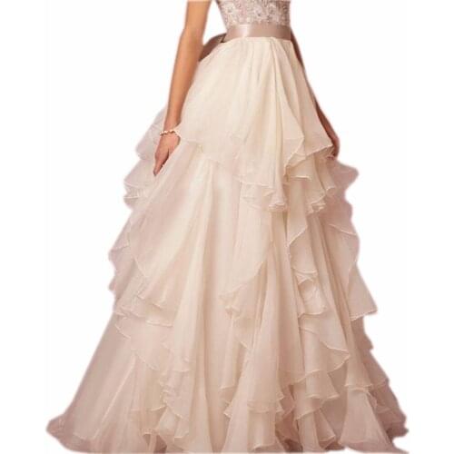 Chiffon Tiered Long Skirts For Women Custom Made Women Skirt Floor Length Ribbon Sash Skirt For Bridal 2016 High Quality