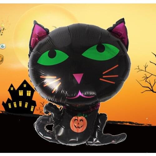 Halloween balloon cartoon black cat shape balloon hotel mall decoration balloon halloween funny party aluminum foil balloon