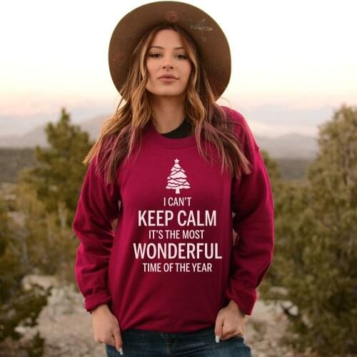 I Can't Keep Calm Its The Most Wonderful Time Of The Year Christmas Sweatshirt Funny Women Graphic New Year Gift Streetwear