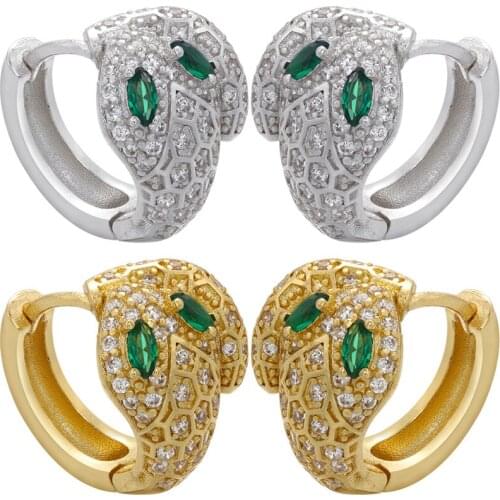 ZHUKOU 2021 NEW Snake hoop Earrings Fashion women Earring Gold/Silver color ctue Crystal earrings Jewelry Wholesale VE373