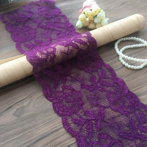 17CM Deep purple widelace flower embroidery stretch lace accessories skirt hem wrapped chest cuff neckline accessories