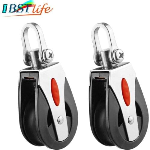 2PCS 1500Lbs Load Sheave Block Universal Head Single Pulley Swivel Sailboat Plain Bearing Block Rope Runner Boat Accessories