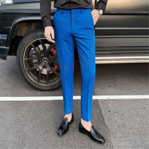 2021 Fashion Men White Suit Pants Custom Oversize Men Slim Fit Trousers Prom Dress Royal Blue Mens Pants