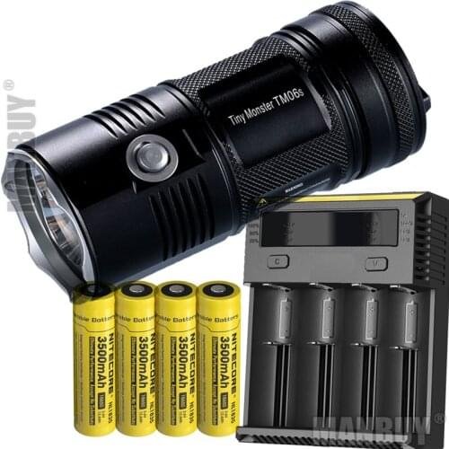 2021 NITECORE TM06S + 4x 18650 Batteries + New I4 Charger Search Flashlight CREE XM-L2 U3 LED 4000LMs High Light Torch Spotlight