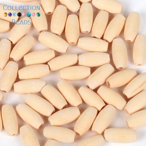 50Pcs Natural Wooden Oval Hollow Out Beads Loose Spacer Beads For DIY Bracelet Jewelry Making Handmade Accessories 15x7mm