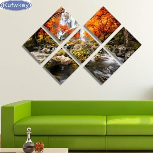 7pcs Full,Diamond Embroidery,5D,Diamond Painting Autumn,waterfall Cross Stitch,Diamond Mosaic,Needlework,Crafts,Christmas,Gift