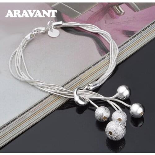 925 Silver 10mm Bead Bracelets Snake Chain For Women Wedding Jewelry Accessories