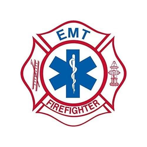 White Maltese Shaped EMT Firefighter Sticker (Medical fire Emergency)