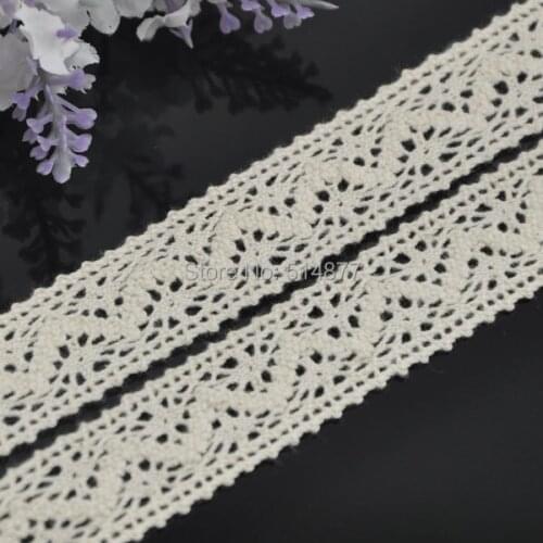 5Y1'' (25mm)Beige embroidered cotton trimming Appliques wedding craft cloth L101