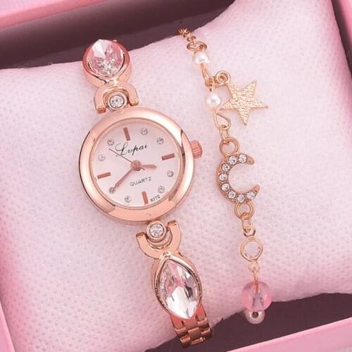 2pcs Set Watches For Women New Style Rose Gold Rhinestone Ladies Watch 2020 Dress Female Clock Relogio Feminino Dropshipping