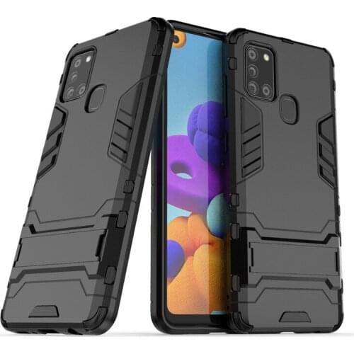 For Samsung A21s Case Armor Thin Hard Protective Case for Samsung Galaxy A21s A 21s Shockproof Stand Holder Cover