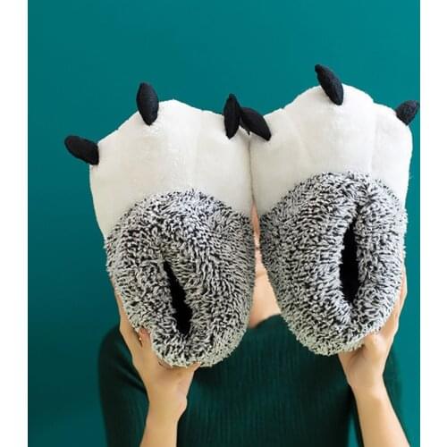 Cartoon panda claws cotton slippers package with the men and women lovers warm indoor PAWS animal lovely maomao cotton slippers