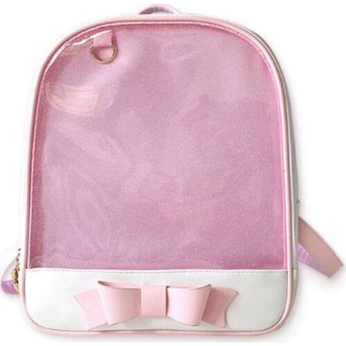 Hot 2020 Kawaii Transparent Heart Window Lolita Student School Bags Candy Color Lovely Ita Bag Sweet Cute Girls Backpack Gift