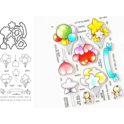 Balloon bunch Metal cutting dies and Clear Stamps Transparent Silicone Seal for DIY scrapbooking photo album Decorative