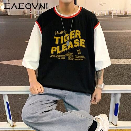 EAEOVNI Print Men T Shirt 2021 Hip-Hop Cotton T-shirt O-neck Summer Streetwear Male Causal Tshirts Fashion Loose Tees Breathable