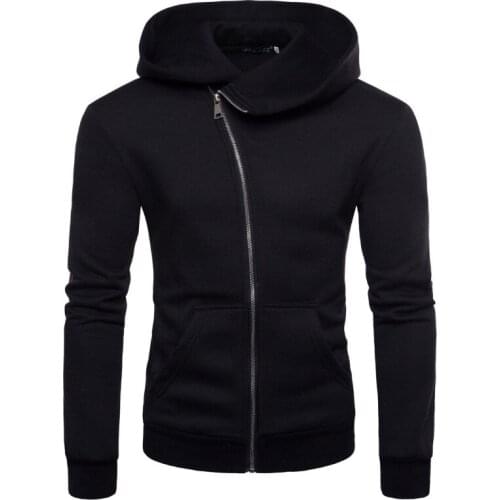 Global Hot Sale Men Hoodies British Style Oblique Zipper Hooded Sweatshirts Europe and America Slim Fit Sportswear Hoodies