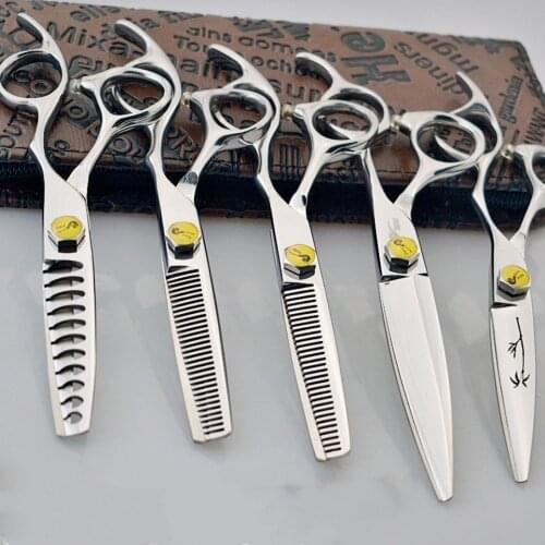 6 Professional Hair Salon Structure Scissors Set Cutting Barber Haircut Thinning Shear Scissors Hairdressing Hair Tools Scissors