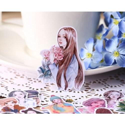 33pcs Mori Women / Fresh Beauty / Homemade Stickers Bags Handbook Stickers Handbook Peripheral Line DIY Sticker Pakc Photo Album