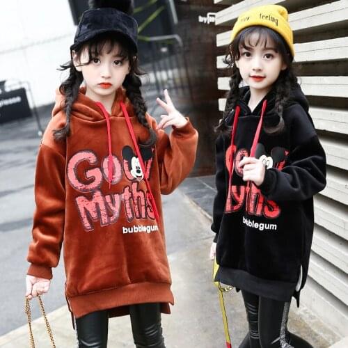 Big Girls Hooded Clothing Children Thickened Coats Baby Kids Cartoon Overcoats 2019 Child Winter Long Jackets Casual Tee Tops