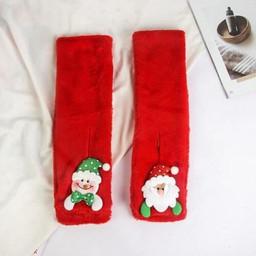 Excellent Lovely Scarf Eco-friendly Red Scarf Wear Resistant Fabric Cartoon Pattern Santa Clause Christmas Scarf for Winter