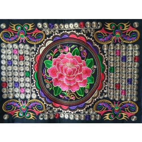 Miao stitch plain fabric embroidery patch garment bag home textile applique trim ethnic nepal tribal india boho gypsy hmong DIY