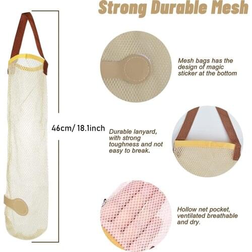 Hanging Mesh Storage Bag, Onion Bags Mesh Garlic Net Bag Potatoes Bags Long and Large Reusable Net Storage Produce Bag for Fruit