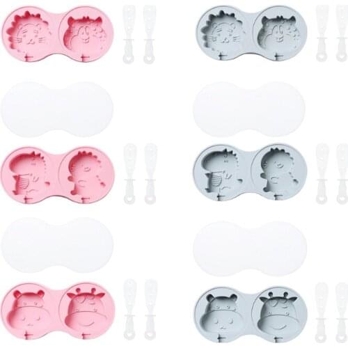 2-Cavities Silicone Mold DIY Ice Cream Mould Ice Lolly Maker Tray Homemade Kitchen Tools