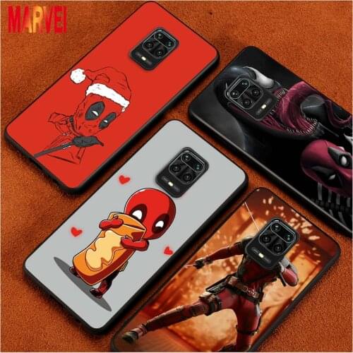 Marvel Deadpool Cartoon Silicone Cover For Xiaomi Redmi Note 10 10S 9T 9S 9 8T 8 7 6 5A 5 4 4X Prime Pro Max Black Phone Case