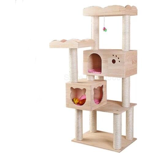 Pet supplies large cat climbing frame, scratching column toy multi-layer solid wood jumping platform