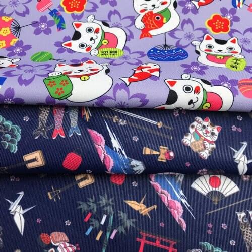45cm * 145cm cartoon kitten digital printing waterproof polyester cloth DIY handmade fabric welcome to customize