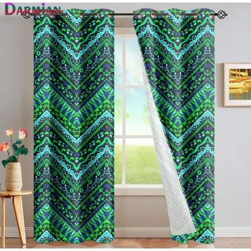 DARMIAN African Style Chevron Pattern Blackout Curtains Home Living Room Decor Thermal Insualted European Style Window Draperies