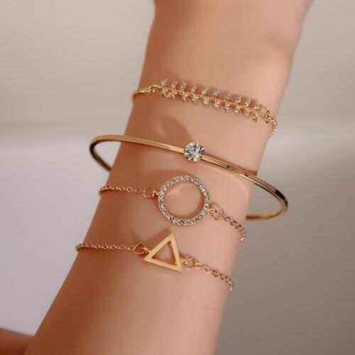 Bracelet for women Cuff Bracelet Suit the bracelet Set auger Fishbone tree triangle Hand catenary Hollow out The geometric