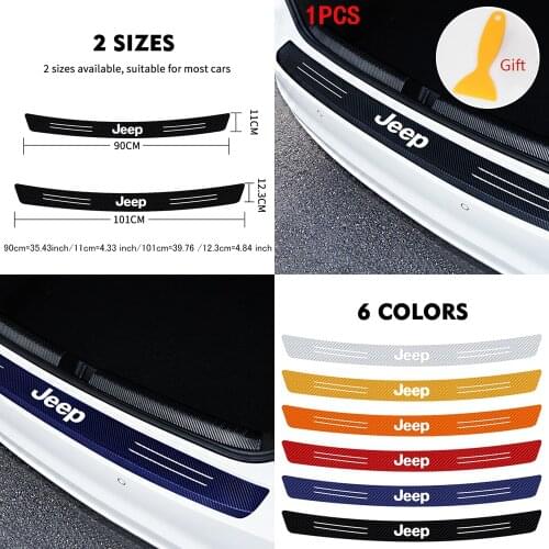 1pcs Car Trunk Rear Bumper Carbon Fiber Sticker Car styling For JEEP Renegade Patriot Wrangler Cherokee Compass GrandCherokee