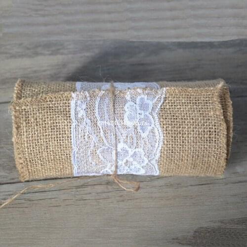 100pcs 15cm*240cm jute Burlap Lace Hessian Natural Elegant Burlap Chair Sashes Jute Chair Tie Bow for Rustic Wedding Decoration