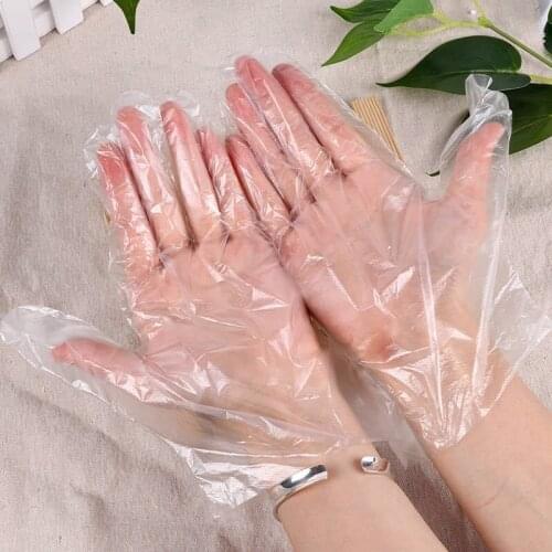 100Pcs Disposable Gloves Transparent Plastic Gloves Waterproof Restaurant Food BBQ Kitchen Bathroom Cleaning Accessories Gloves