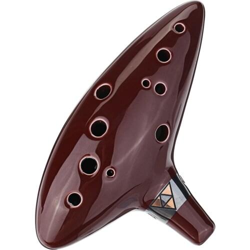 12 Holes Alto C Zelda Ocarina Ceramic Vessel Flute Wind Musical Instrument with Musicbook Lanyard Display Stand Musical Gift