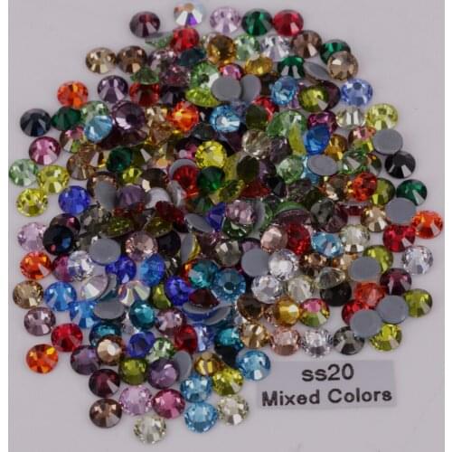 1440pcs/Lot, High Quality ss20 (4.8-5.0mm) Mixed Colors Hotfix Rhinestones / Iron On Flat Back Crystals