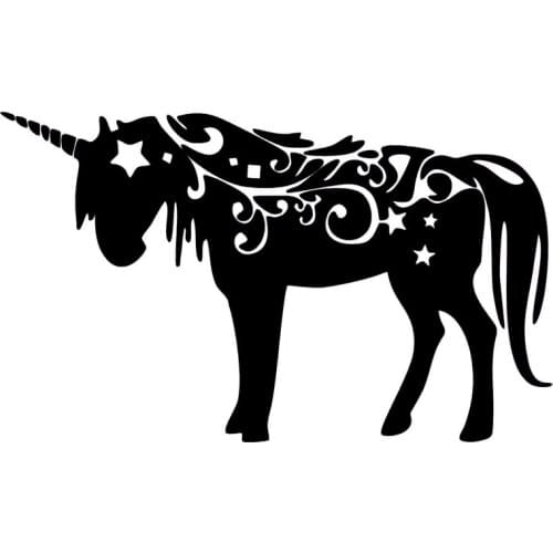 18.5*11CM Unicorn Horse Lovely Car Styling Stickers Cute Magic Animal Car Body Decals Black/Silver C9-0861