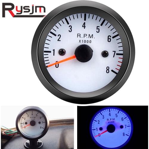 2" 52mm Car motorcycle tachometer 12V Blue LED 0~8000 rpm meter Pointer tacho Gauge for motorcycle Truck / ATV tacometro from RU