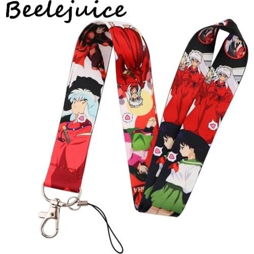 24pcs Inuyasha Anime Keychain Lanyards Id Badge Holder ID Card Pass Gym Mobile Phone Badge Holder Key Strap Webbings Ribbons