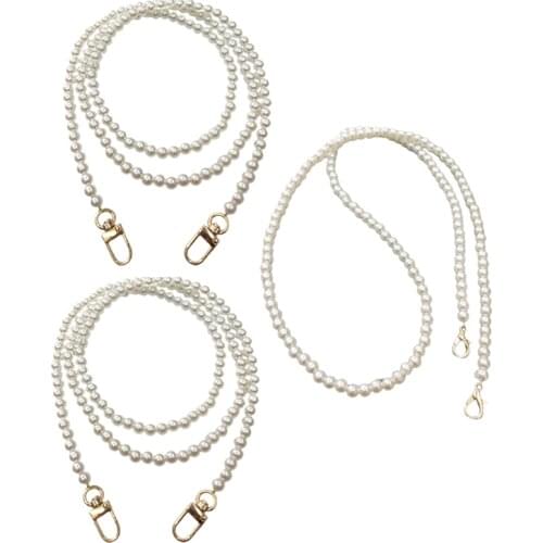 3 Pcs DIY Imitation Pearls Chain for Tote Bags Handle Shoulder Cross Body Bag Pouch Handbags Accessories Replacement