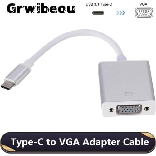 1080P USBC to VGA Adapter USB 3.1 Type C Male to Female VGA Converter Cable for Macbook 12 inch Chromebook Pixel Lumia 950XL