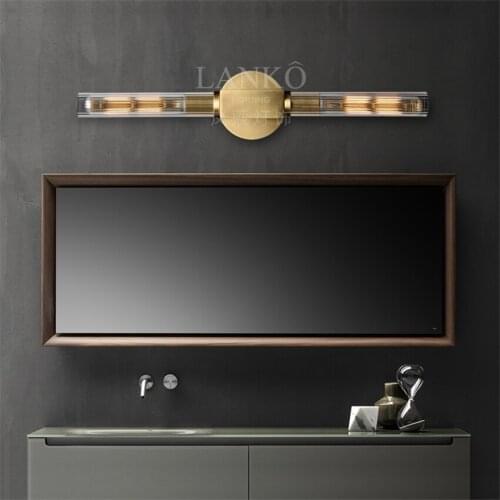 American straight glass pipe wall lamps bedroom modern retro living room aisle bathroom mirror wall sconces lights fixtures