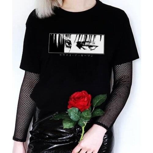 2021 Anime attack on titan Japanese eye print Gothic harajuku Summer Tops Graphic Tees ulzzang Pure cotton loose women T-shirt