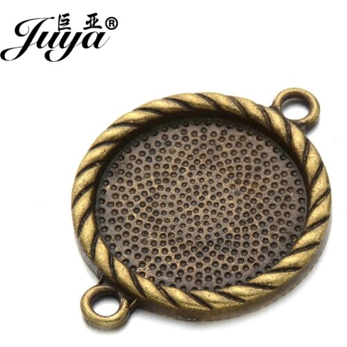JUYA China Base Setting Supplier 16/18/20mm Round Cameo Alloy Classic Connector Blank Tray for Jewelry Making Findings AD0117