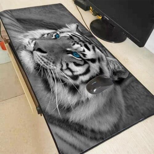 XGZ White Tiger Animal Large Gaming Mouse Pad Lock Edge Game Mouse Mat Laptop Keyboard Pad Desk Mat for CSGO Lol Gamer Mousepad